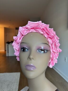 Vintage Pink Ruffle Turban